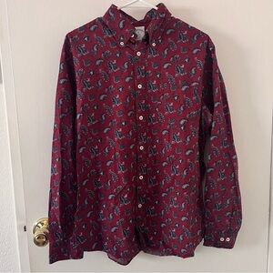 Brooks Brothers Regent Burgundy Paisley Button Down Dress Shirt Medium Cotton